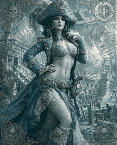 Blue toned pirate - blue-toned,